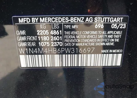 2023 Mercedes-Benz Glb 250 4Matic from USA, damaged, VIN W1N4M4HB6PW316697